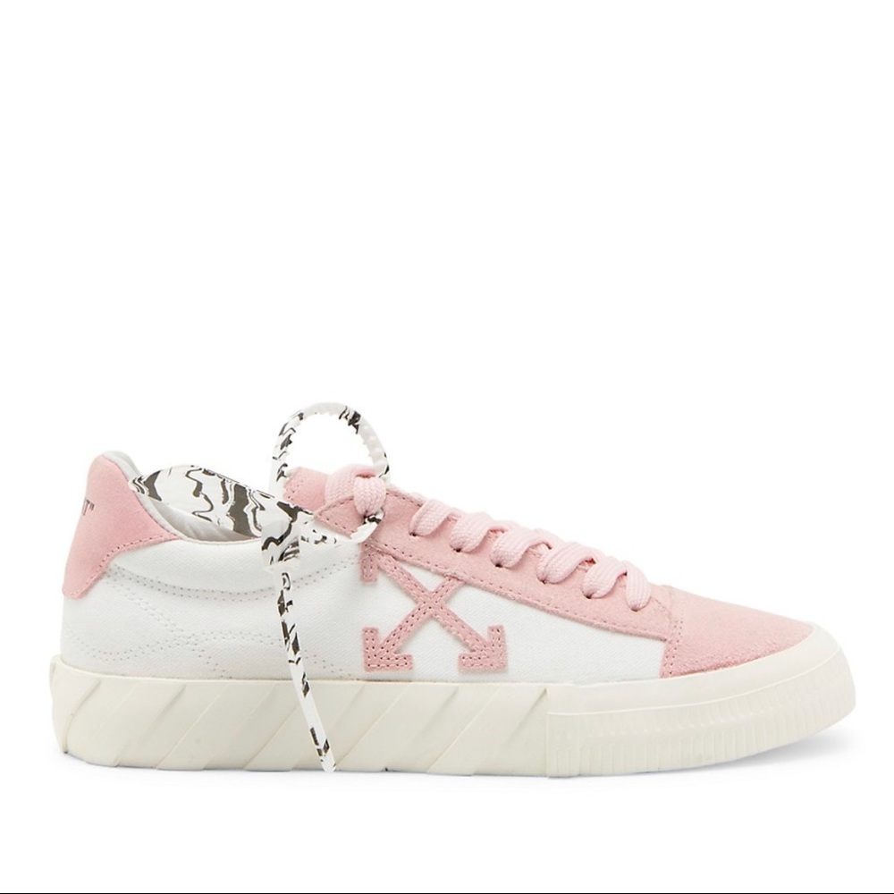 Off-White Vulcanized Canvas & Suede Low-Top Sneaks